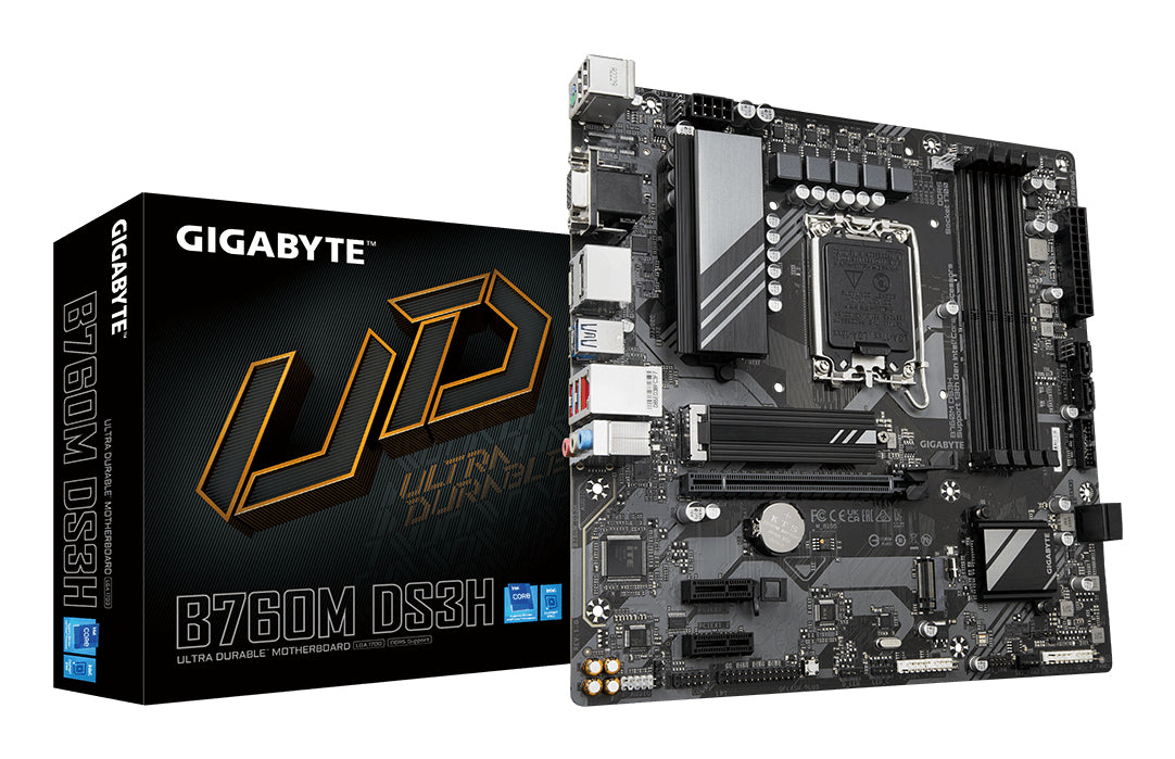 GIGABYTE B760M DS3H Placa Base - Compatible con procesadores Intel Core de 14ª generación, VRM digital de 6+2+1 fases, h