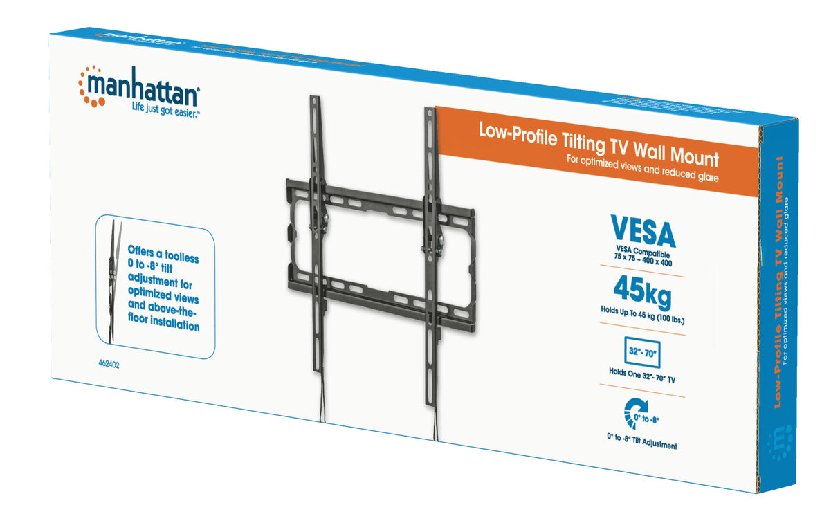 Manhattan Soporte de pared para TV/monitores (Inclinable), pantallas 32"–55", Compatibilidad VESA: d