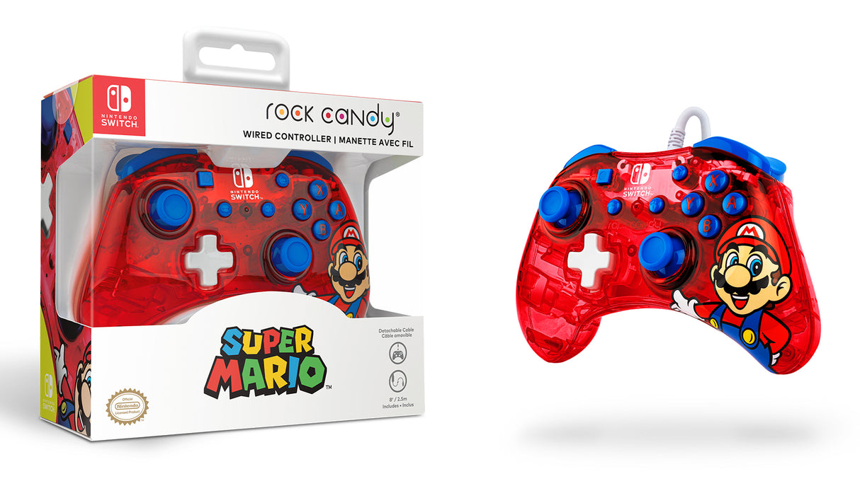 PDP Rock Candy: Mario Punch Mandos y volantes Gamepad Nintendo Switch, Nintendo Switch Lite, Nintendo Switch OLED Alámbr