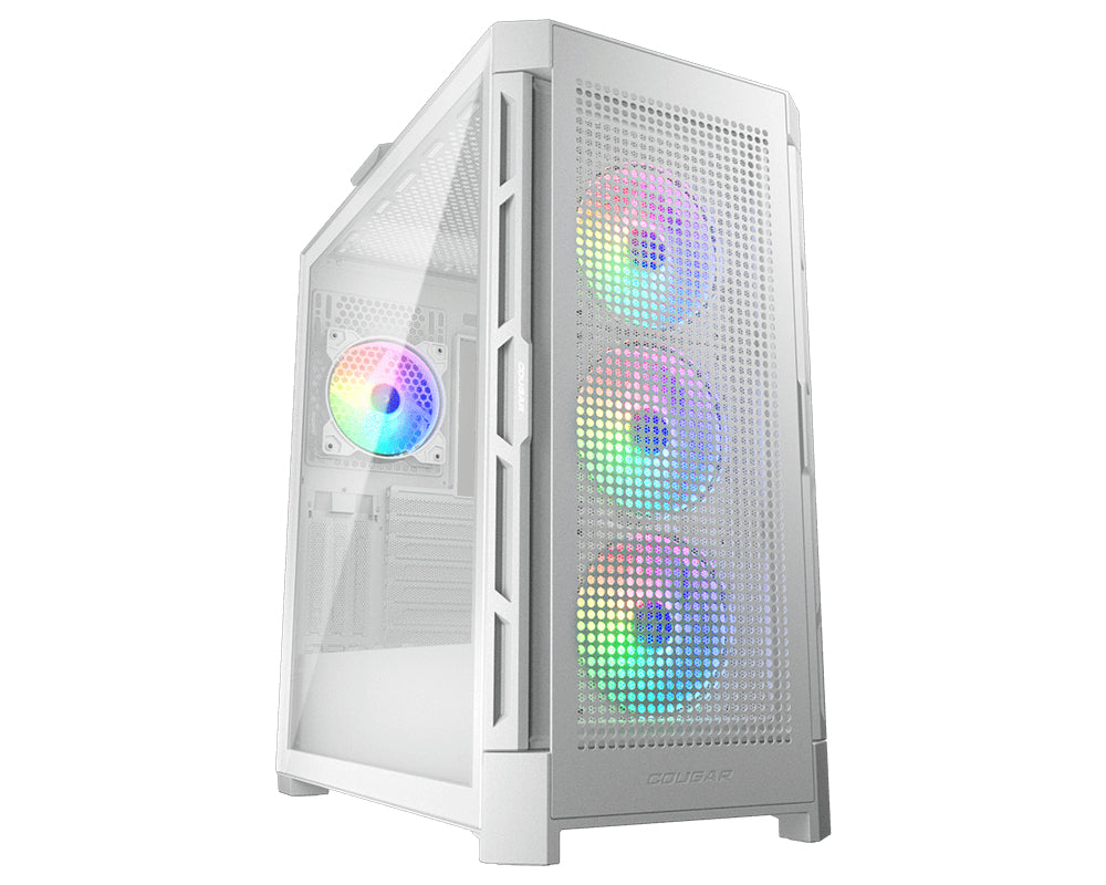 COUGAR CGR-5AD1W-RGB carcasas ordenador Metal, Nylon, Vidrio templado Midi Tower PC Blanco