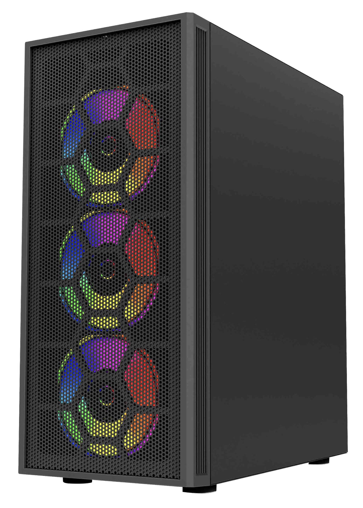 Gabinete ACTECK Gamer Media Torre Dragonfly II Mesh GM740 / Max MB ATX / 1xUSB 3.0 + 4xFan RGB / Panel Izq Cristal + Fr