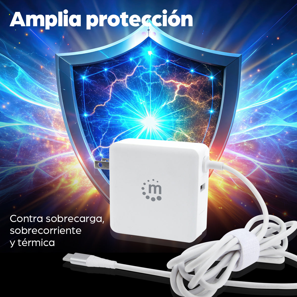 MANHATTAN Cargador 180245, 100-240V, 50/60Hz, Tipo Empresarial