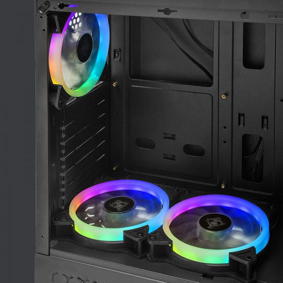 GABINETE YEYIAN GAMER YCH-LAR7-01BK CRESCENT ATX 3 VENT ARGB CRIS/TEMP