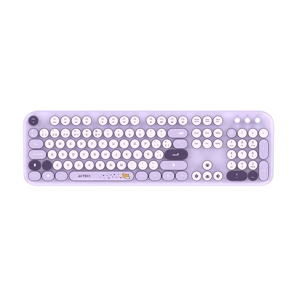 Acteck Creator Chic K-Colors MK485 teclado Ratón incluido Universal RF inalámbrico QWERTY Español Violeta, Interruptor d