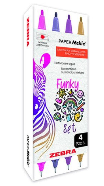 Zebra 409SFNMXE004 marcadores permanentes Punta fina Colores surtidos 4 pieza(s)