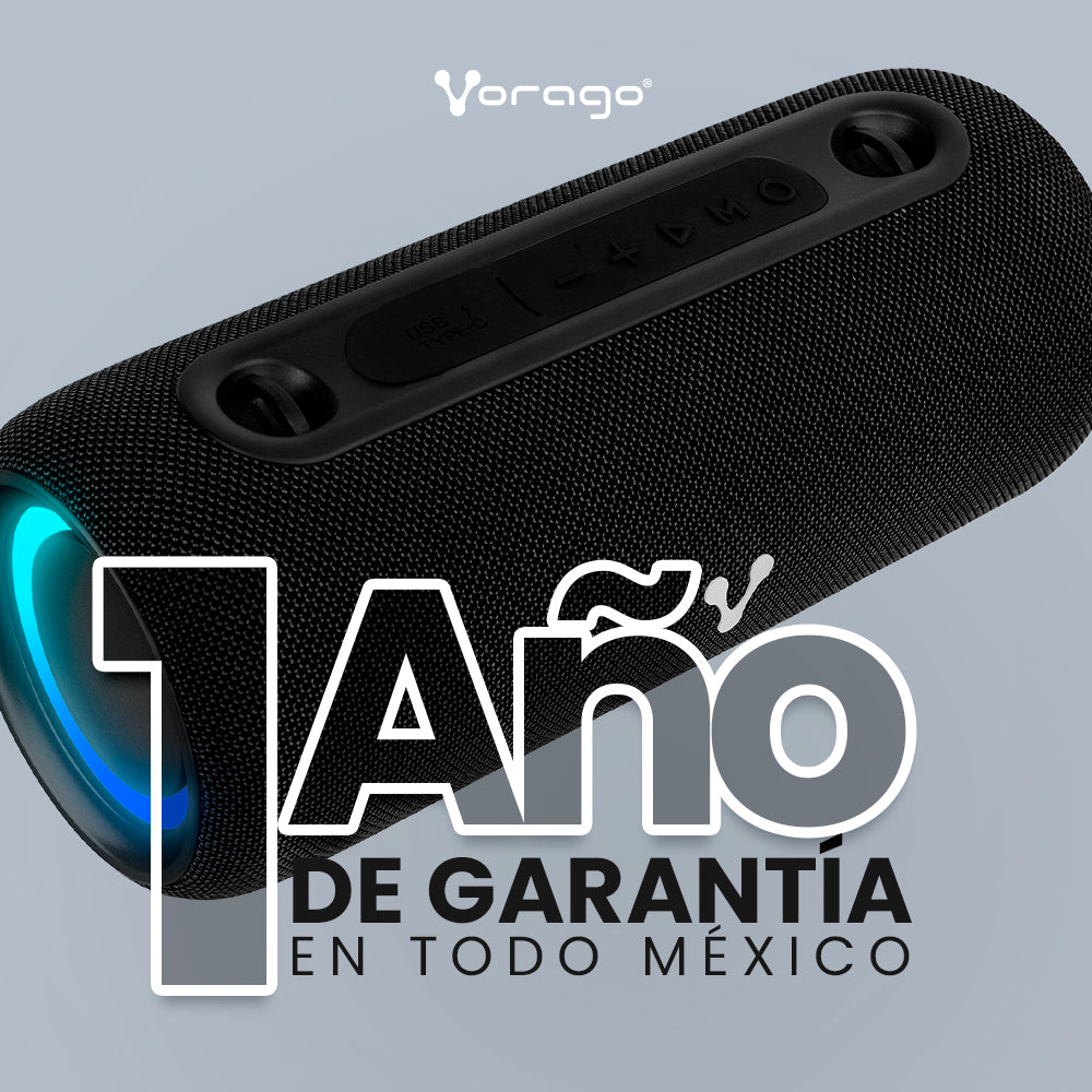 BOCINA VORAGO BSP-430 BLUETOOTH / USB / AROS LUZ RGB / TWS / 26W RMS CON HASTA 7 HRS AUTONOMIA TERMINADO EN TELA