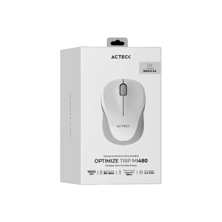 Mouse ACTECK Inalambrico 2.4 Ghz Optimize Edge MI460 / Diseño Delgado de 1600 DPI s 2 Botones + 1xBat AA Incluida Negro