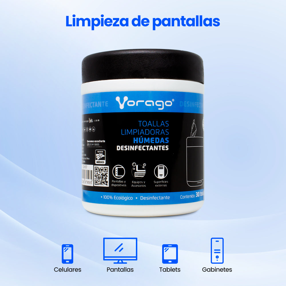 Vorago CLN-107 kit de limpieza para equipos LCD/LED/Plasma Toallitas para limpieza de equipos, Blanco
