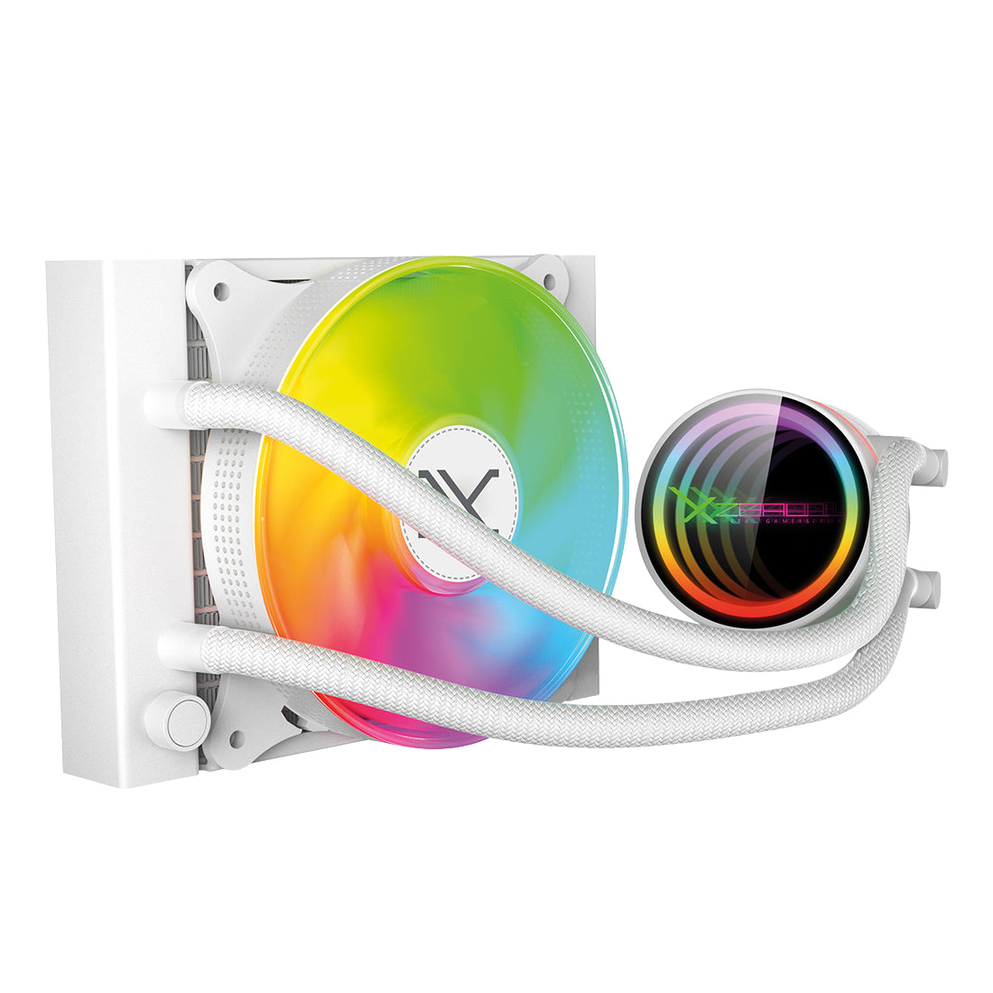 dEnfriamiento Liquido 120mm Redondo XZ-409 para CPU 1Fanx120mm ARGB 3 pines + PWM 4 pines + Seguro para INTEL/AMD Blanco