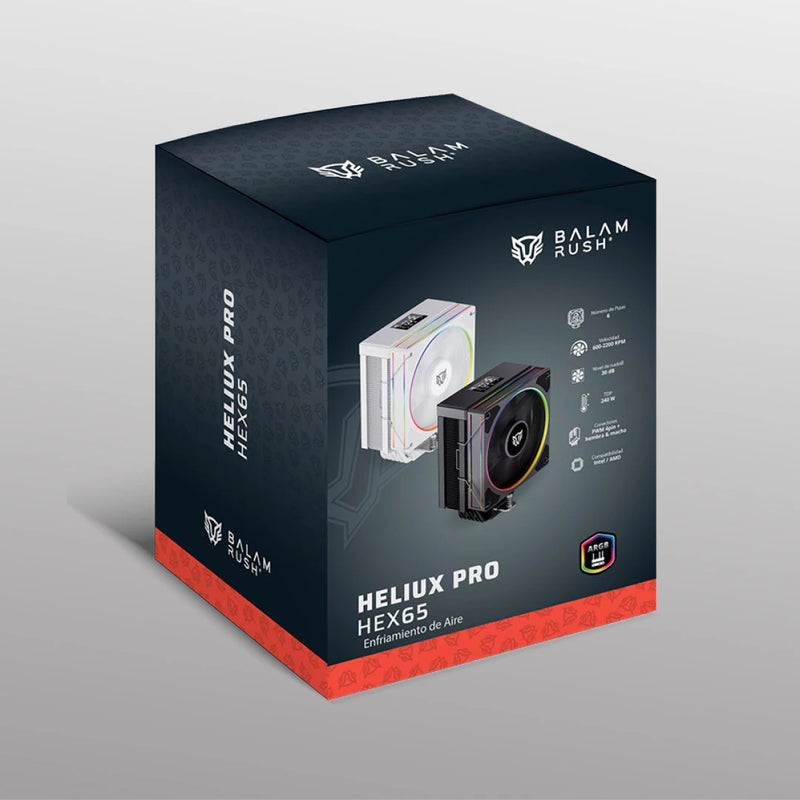 Balam Rush HELIUX PRO HEX65 Procesador Enfriador de aire 12 cm Blanco, 600 RPM, 2200 RPM