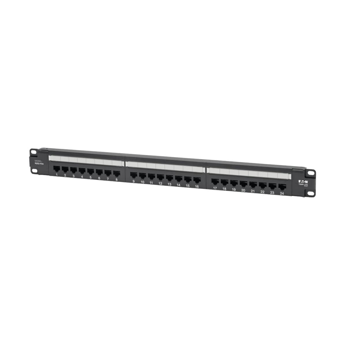 Tripp Lite N252-P24 Panel de Conexiones Cat6 de 24 Puertos – Cumple con PoE+, 110 / Krone, 568A/B, RJ45 Ethernet, Instal