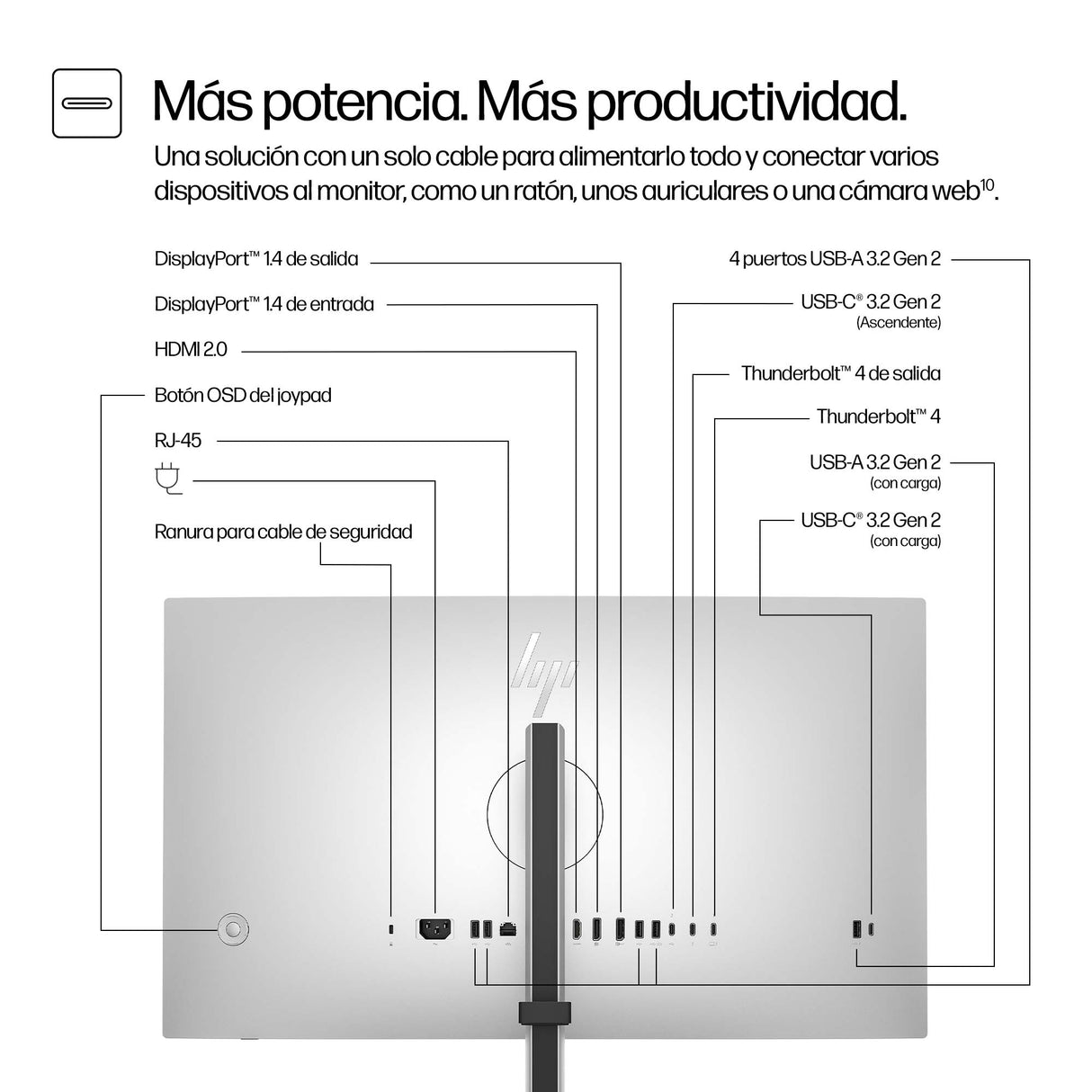 HP Monitor 4K Thunderbolt 4 de la serie Pro 7 de 27" - 727pk, 3840 x 2160 Pixeles, 4K Ultra HD, LCD