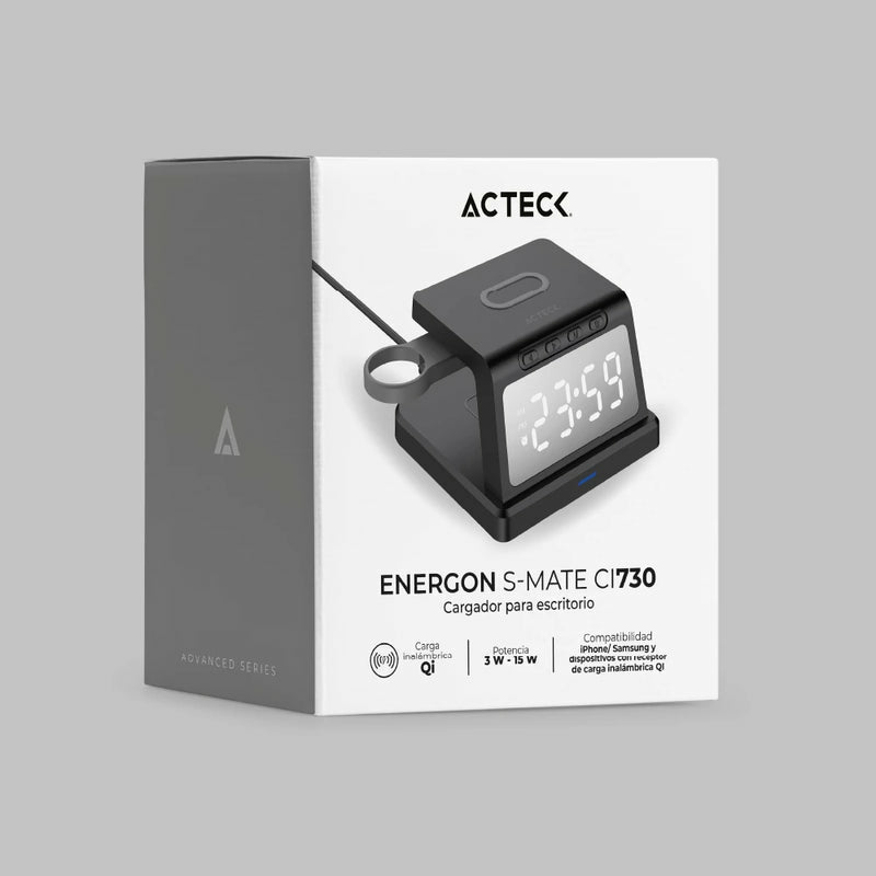 Acteck Energon S-Mate CI730 Audífonos, Smartphone, Reloj inteligente Negro USB Cargador inalámbrico Interior
