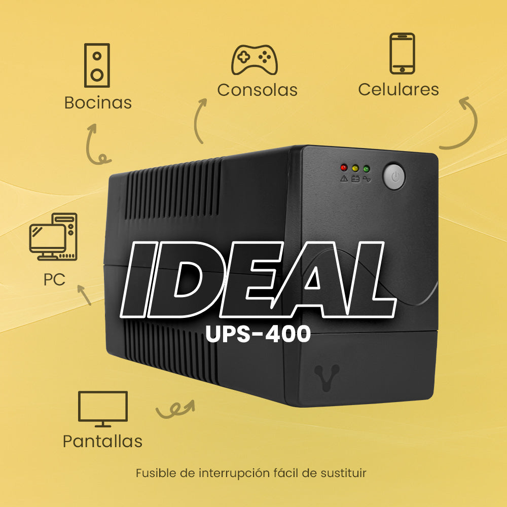 Vorago UPS-400 sistema de alimentación ininterrumpida (UPS) Línea interactiva 1 kVA 600 W, Sine/Square, 145 V