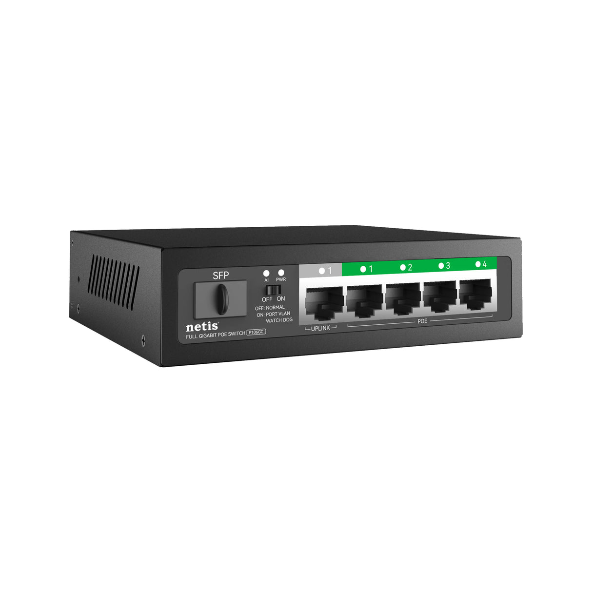 Netis System Uplink POE Switch No administrado Gigabit Ethernet (10/100/1000) Energía sobre Ethernet