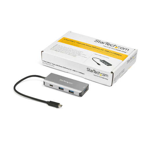 StarTech.com Hub Ladrón USB-C de 4 Puertos (10Gbps) - 3 Puertos USB-A y 1 Puerto USB-C - Entrega de Alimentación para Ca