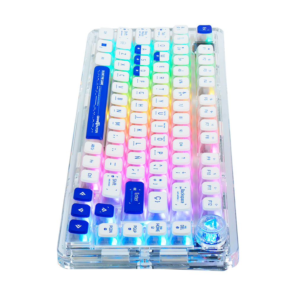 Game Factor KBG800 teclado Juego USB + Bluetooth QWERTY Español Blanco, Inalámbrico y alámbrico, Interruptor mecánico