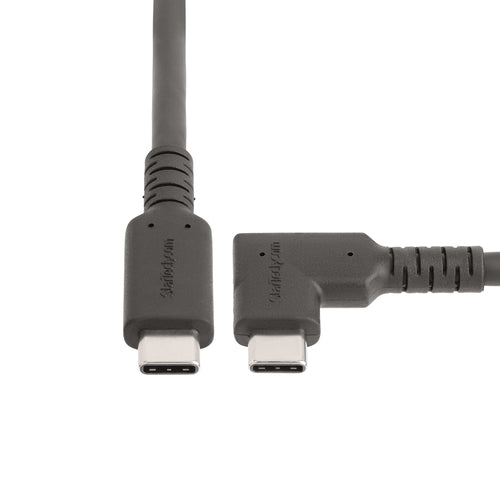 StarTech.com Cable USB-C de 1m - Acodado - USB 10 Gbps - Entrega de Alimentación de 100W (5A) - Modo Alt. de DP 8K 60 Hz