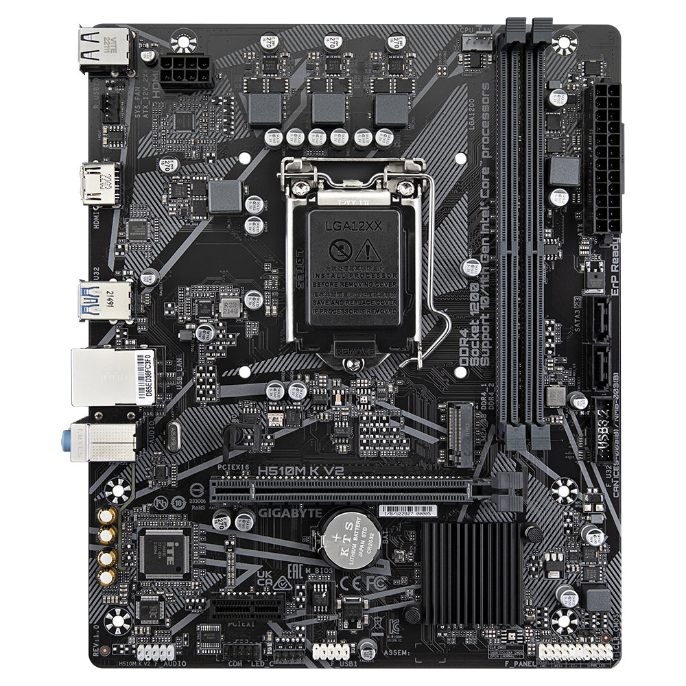 GIGABYTE H510M K V2 Placa base - Compatible con procesadores Intel Core 11th CPUs, up to 3200MHz DDR4, 1xPCIe 3.0 M.2, G