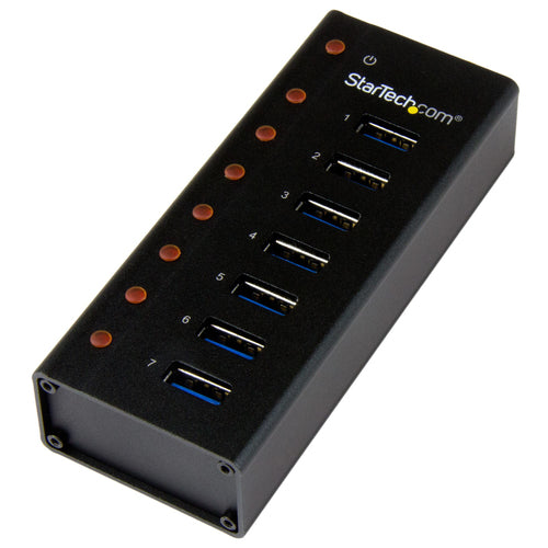 StarTech.com Concentrador USB 3.0 de 7 Puertos con Caja de Metal - 5Gbps - Hub de Sobremesa o Montaje en Pared Hubs de i