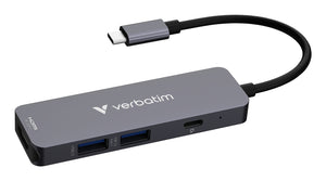Verbatim 32155 hub de interfaz USB 3.2 Gen 1 (3.1 Gen 1) Type-C 5000 Mbit/s Gris