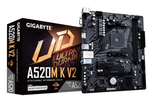 GIGABYTE Placa base A520M K V2 - Compatible con CPUs AMD Ryzen serie 5000 AM4, hasta 5100MHz DDR4 (OC), PCIe Gen3 x4 M.2, LAN GbE, USB 3.2 Gen 1 placas base AMD Zócalo AM4 Zócalo AM4 DDR4-SDRAM