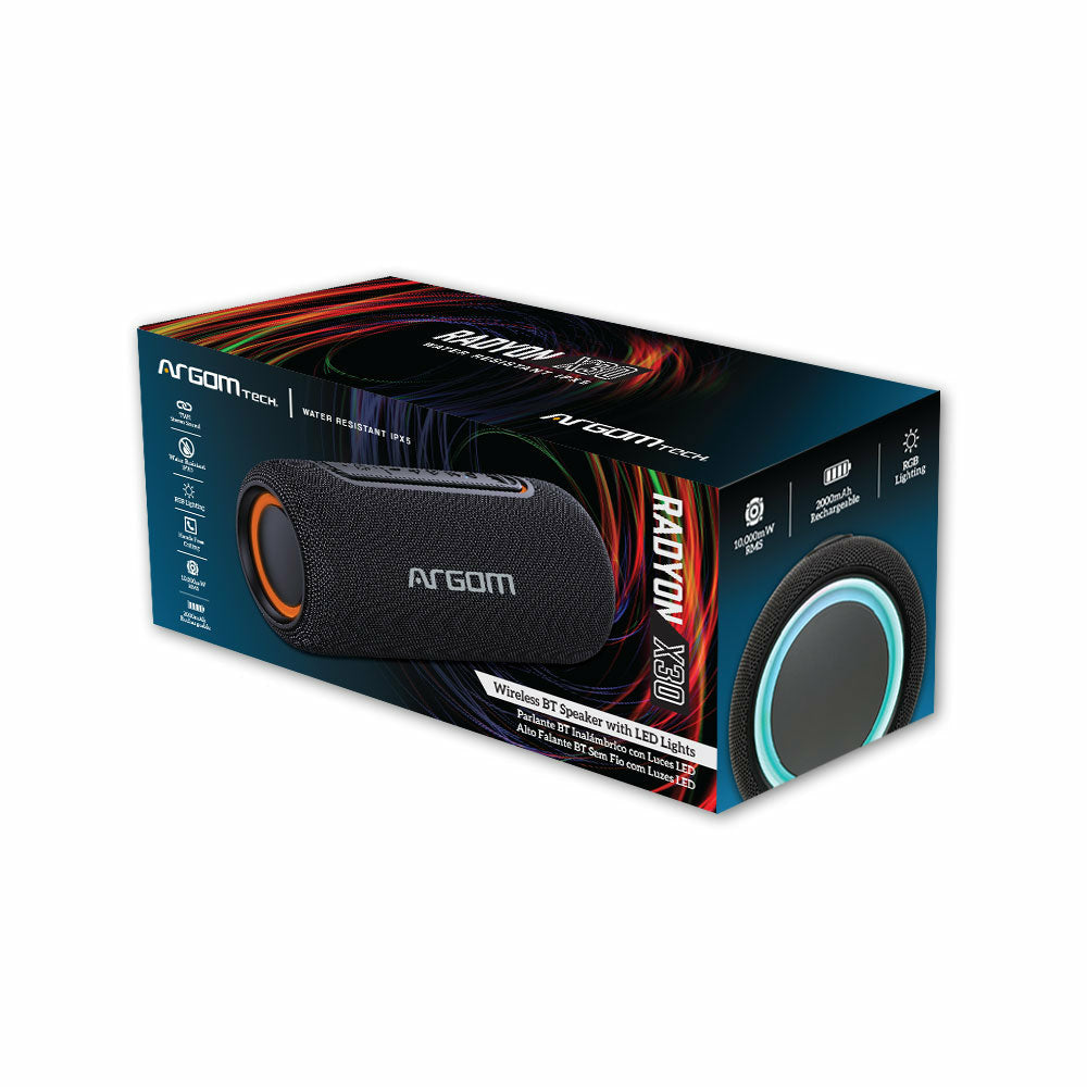 ArgomTech Radyon X30 Altavoz portátil estéreo Negro 10 W, 2.0 canales, 80 - 16000 Hz, 3 Ohmio