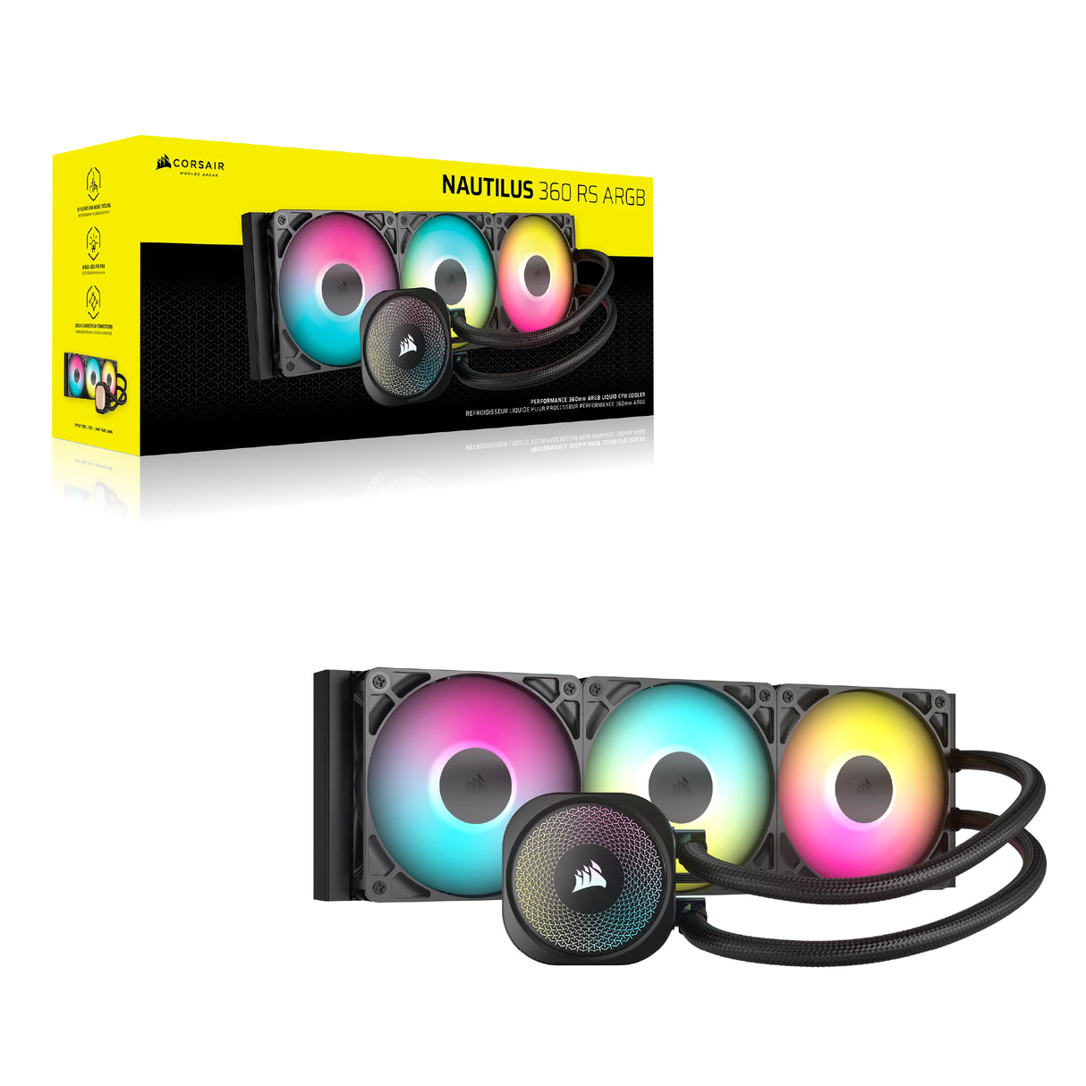Corsair Nautilus 360 RS ARGB Procesador Enfriador de aire Negro, 1700 RPM