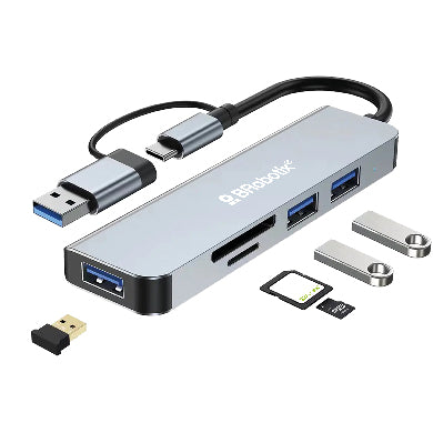 Docking station BROBOTIX 6005453, USB A&C V3.0, 5 HDMI, Plata/Negro