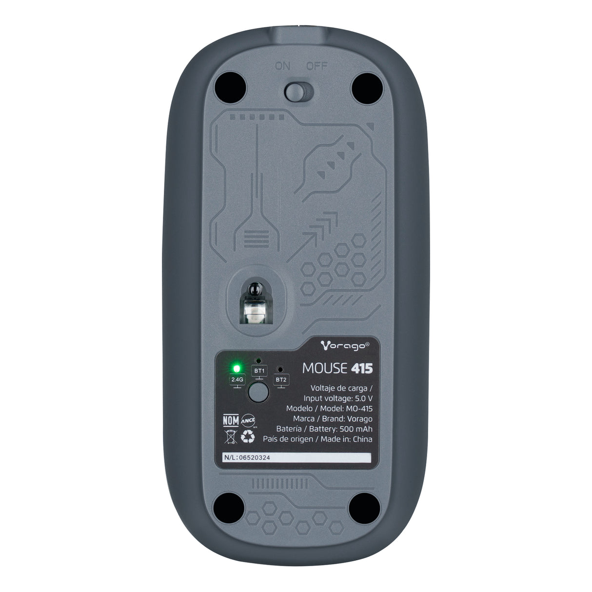 Vorago MO-415 ratón Oficina mano derecha RF Wireless + Bluetooth + USB Type-A Óptico 1600 DPI