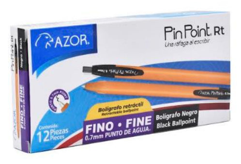 Azor 301.6120NE bolígrafo de punta redonda Bolígrafo retráctil con clip Negro 12 pieza(s)