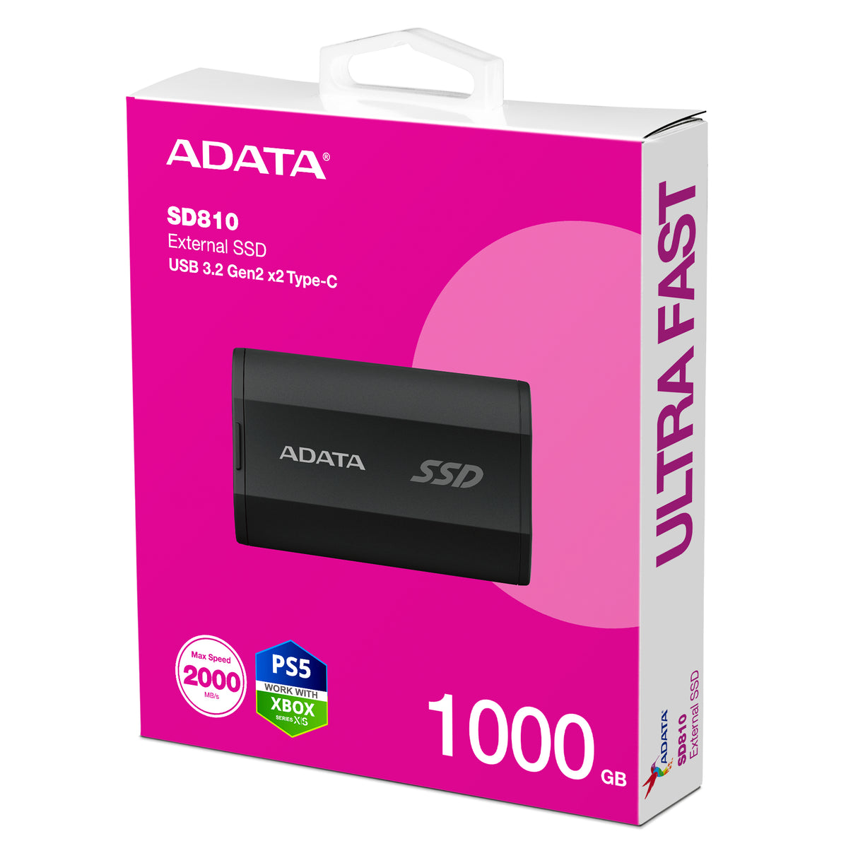ESTADO SOLIDO EXTERNO ADATA SD810 1000GB - HASTA 2000 MB/S- SUPERSPEED USB 3.2 GEN 2X2 USB-C PORTÁTIL NEGRO; COMPATIBLE