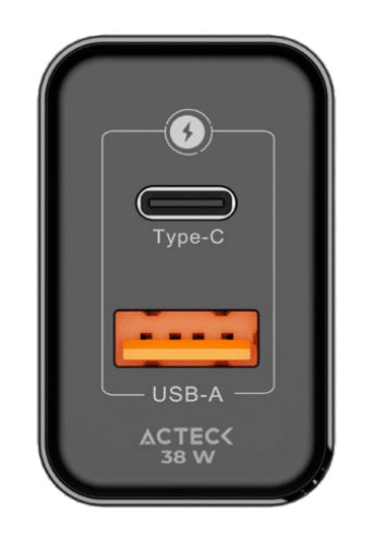 Cargador ACTECK de Pared Energon Plus CP440 con tecnologia GaN Carga Ultra Rapida 38W + 1x USB C PD + 1x USB A Elite Ser