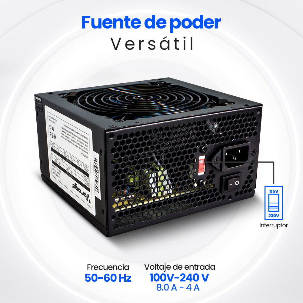 FUENTE DE PODER VORAGO START THE GAME PSU-200 ILUMINADA 600WATTS 2 x SATA CAJA