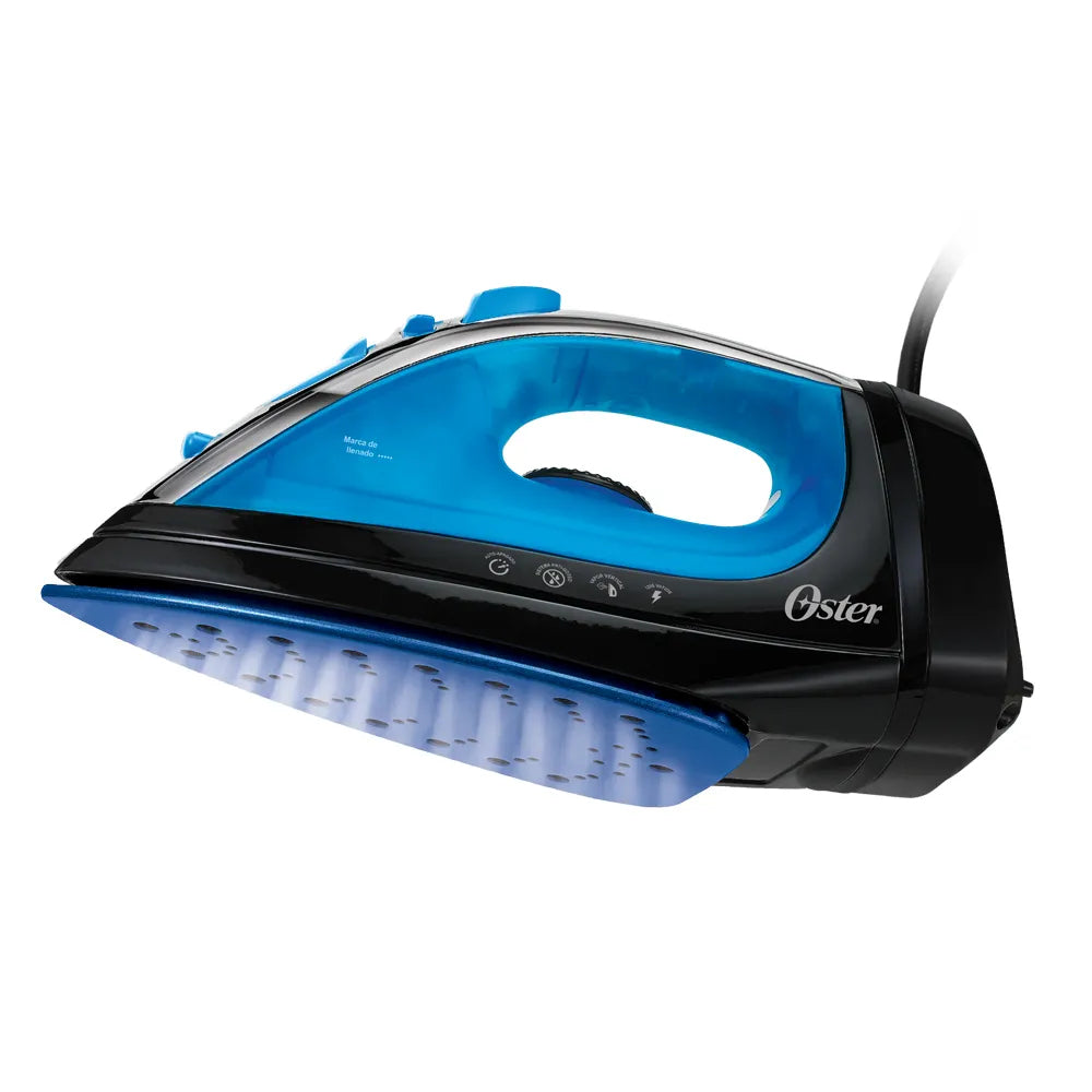 Oster GCSTBSRC202 Plancha de vapor en seco Piso de cerámica Negro, Azul, Integrado, Botones, Giratorio