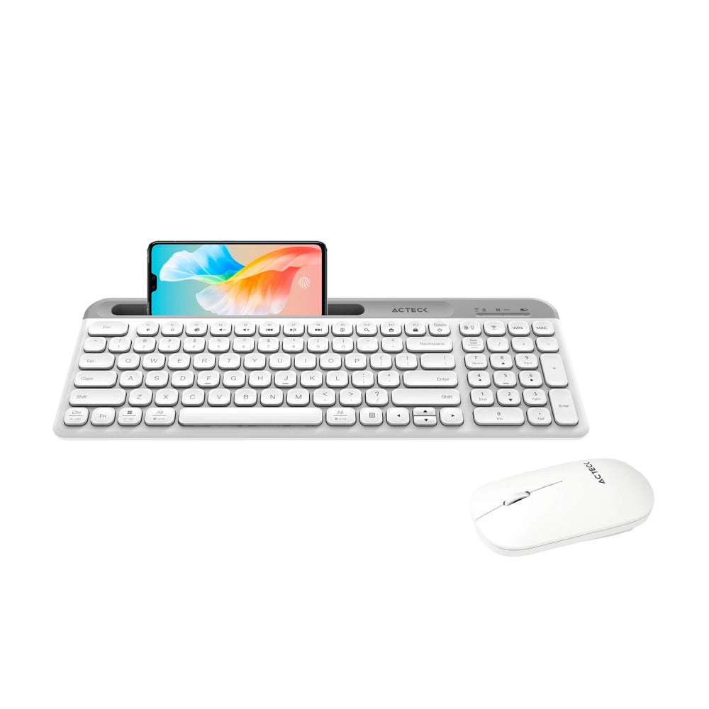 Acteck Creator Virtuos Silk MK720 teclado Ratón incluido Universal Bluetooth Español Blanco, Inalámbrico, Interruptor de