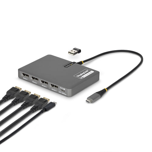 StarTech.com QUAD-USB-DP-ADAPT Bases para portátiles y replicadores de puertos Alámbrico USB 3.2 Gen 1 (3.1 Gen 1) Type-
