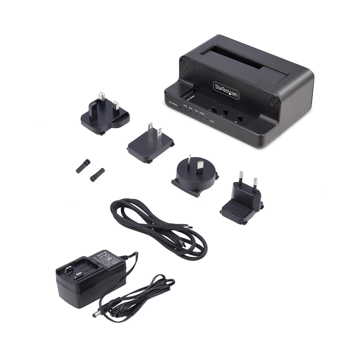 StarTech.com Clonador NVMe M.2 a SATA de 2.5/3.5 - Dock Duplicador Autónomo de 2 Bahías para SSD - Bidireccional NVMe a
