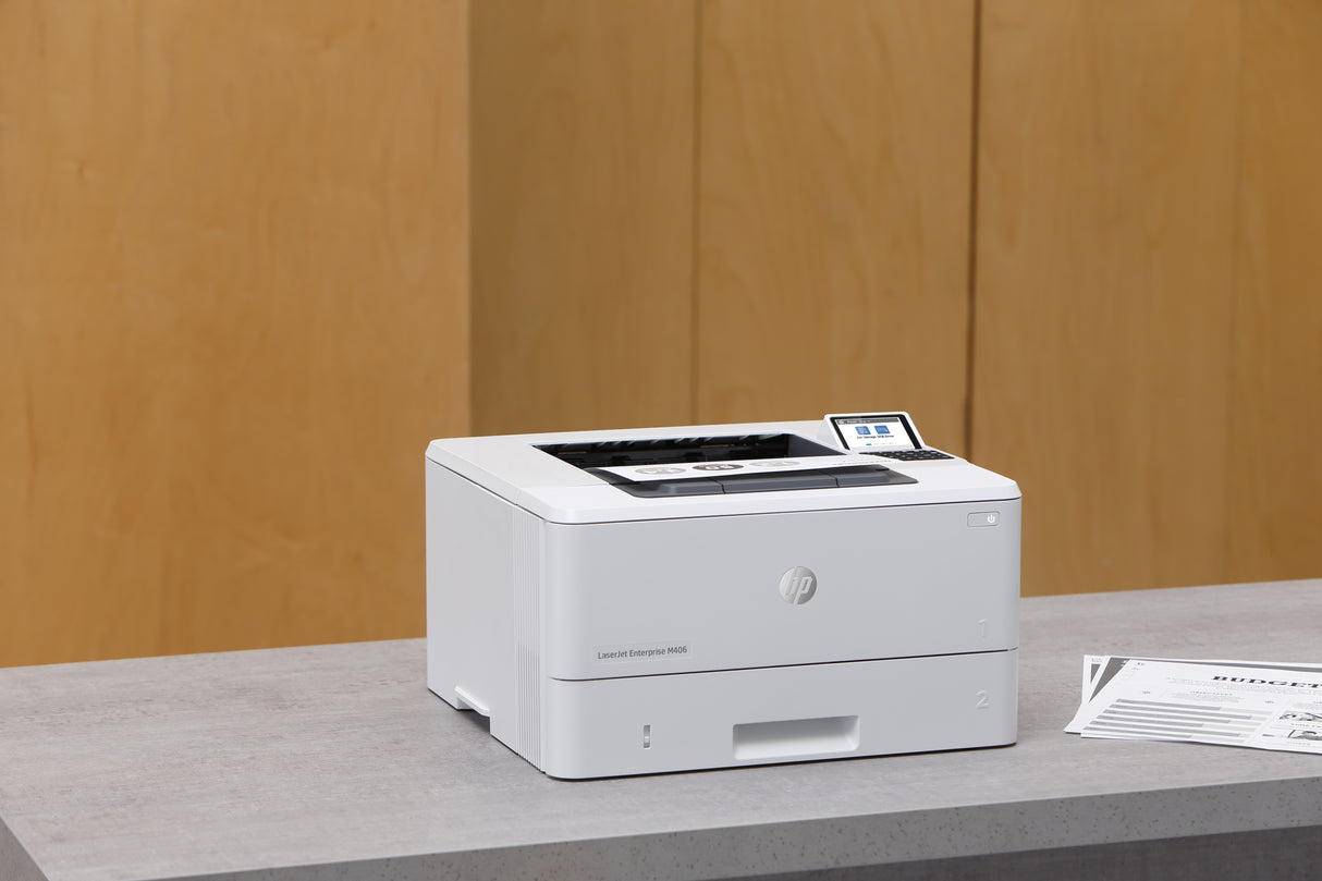 HP LaserJet Enterprise M406dn Blanco y negro Impresora, Solo Ethernet; A doble cara Impresora Laser Blanco