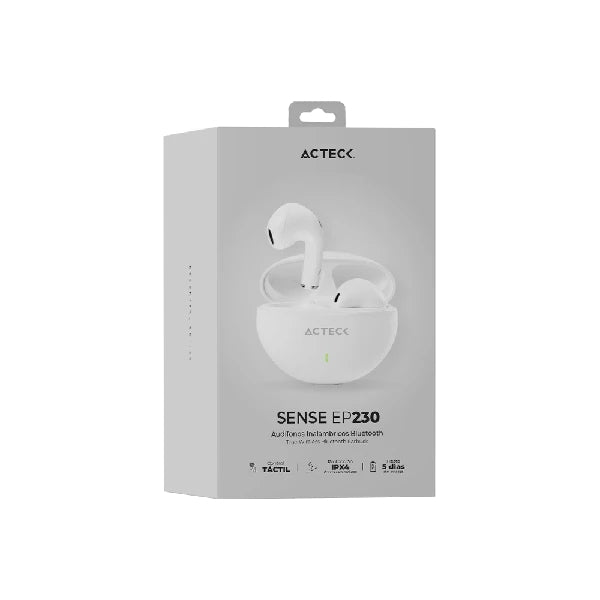 Audífonos ACTECK Para Dispositivos Sense EP230 / In Ear Inalambricos TWS BT 5.1 Blanco Essential Series