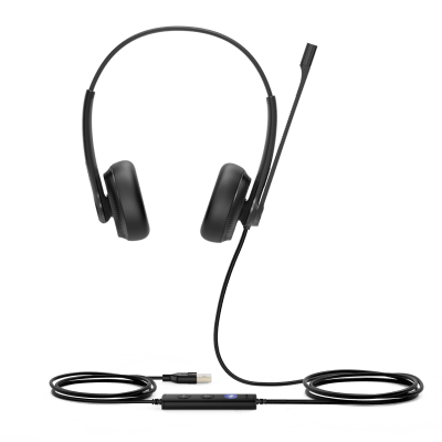 UH34-DUAL-TEAMS - Auriculares USB Profesionales / Binaurales / Cancelación de Ruido Pasivo / USB-A Plug-and-Play / Indicador LED de Ocupado / Certificación Microsoft Teams