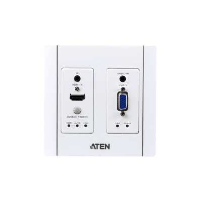 VE2812AUST - Transmisor HDBaseT de Pared / HDMI y VGA / 4K a 100 m (328 pies) / PoH PD / Conmutación Automática / IR y RS-232
