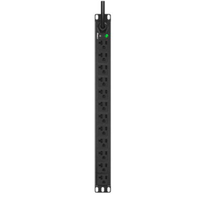 E12B19M - Panduit PDU ES2P Básico para Distribución de Energía, Enchufe de Entrada NEMA 5-20P, Con 12