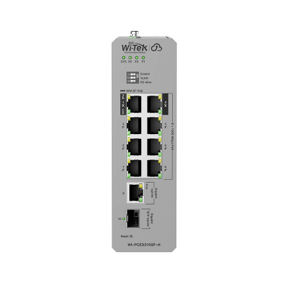 WI-PCES310GF-H - Switch Industrial PoE / 8 Puertos Gigabit PoE / 270W Budget / Uplink SFP / DIN-Rail / -30°C a 65°C / Fanless