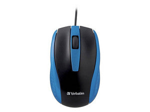 Mouse Óptico Verbatim 800 dpi USB, Color Azul, Ambidiestro, 5 Botones, Cable 1.5m