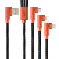 HUNE Cable 3 en 1 MicroUSB/Tipo C/Lightning 1.2M, Compatible con iPhone