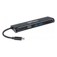 Manhattan Convertidor Docking USB-C Superspeed 4-en-1 a HDMI/VGA Laptop Alámbrico USB 3.2 Gen 1 (3.1 Gen 1) Type-C 2 1