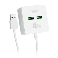 Concentrador Hub USB 2.0 Ghia de 4 Puertos Salidas - Blanco, 480Mbps, Compacto, Plug and Play.