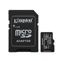 Kingston Memoria Flash Micro SD SDCS3/512GB 150MB/s UHS-I U3 V30, Adaptador Incluido
