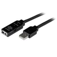StarTech.com Cable 10m Extensión Alargador USB 2.0 Activo Amplificado - Macho a Hembra USB A - Negro Cable USB 2.0 USB A USB A Macho/Hembra